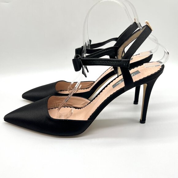 SJP Sarah Jessica Parker 42 EU 12 US Pola Black Point Toe Bow Heels Pumps Shoes - Picture 6 of 13
